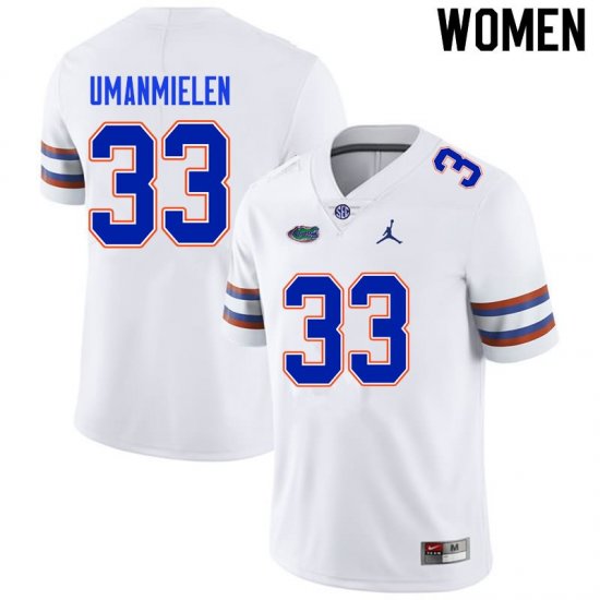 Women's Florida Gators #33 Princely Umanmielen NCAA Nike White Authentic Stitched College Football Jersey TYP5262LI